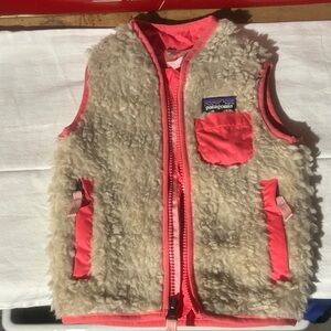 Patagonia Cream and Pink Fleece Vest